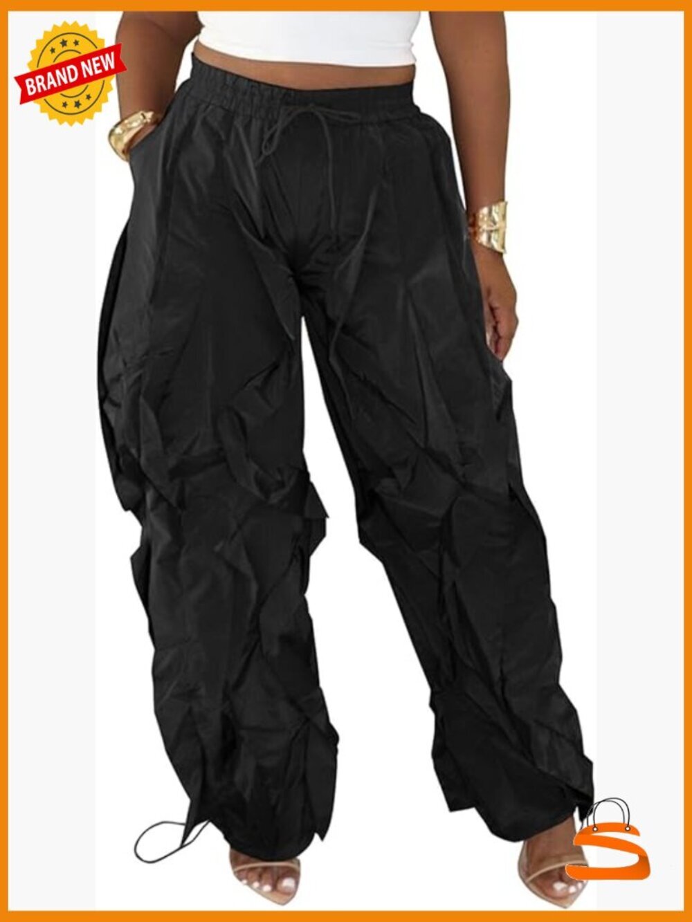 High Waist Parachute Pants Baggy Wide Leg Jogger Sweatpants Y2K Trendy Trousers